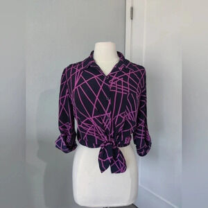 80s Inspired Button Down Collar Blouse